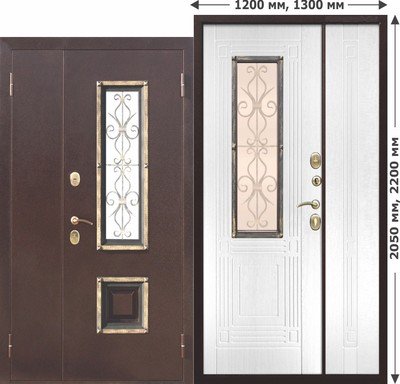 Дверь входная Венеция Белый ясень 1200х2050